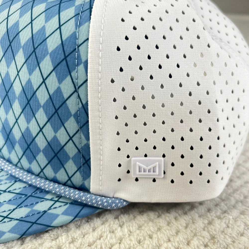 Melin Coronado Hydro Links Collection Golf Hat Blue Argyle White Snapback CL